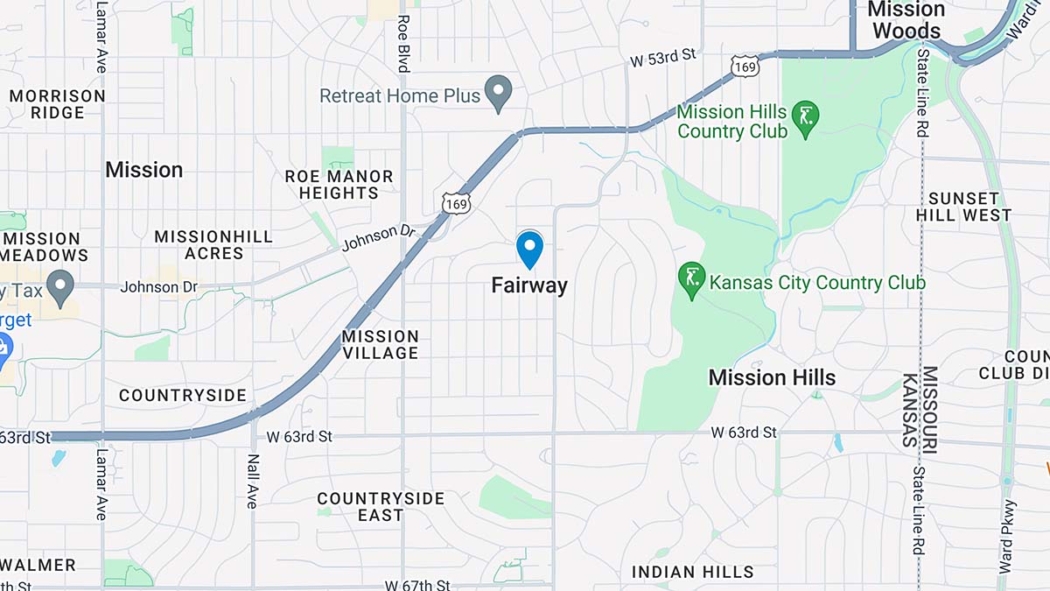 Fairway, Kansas: Bright Side Plumbing Service Area Map