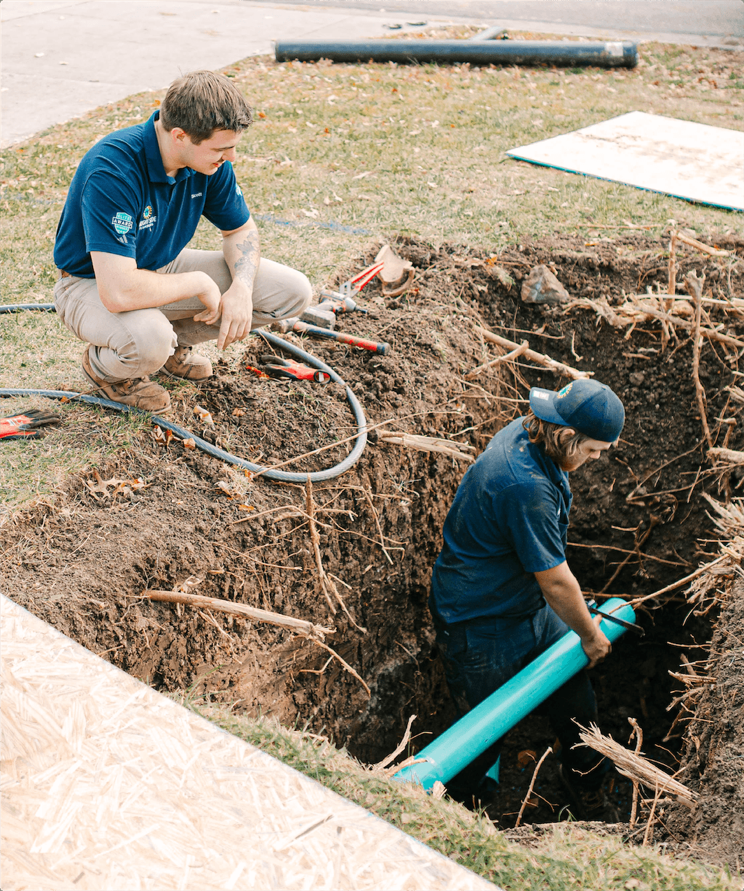 Technicians working on sewer