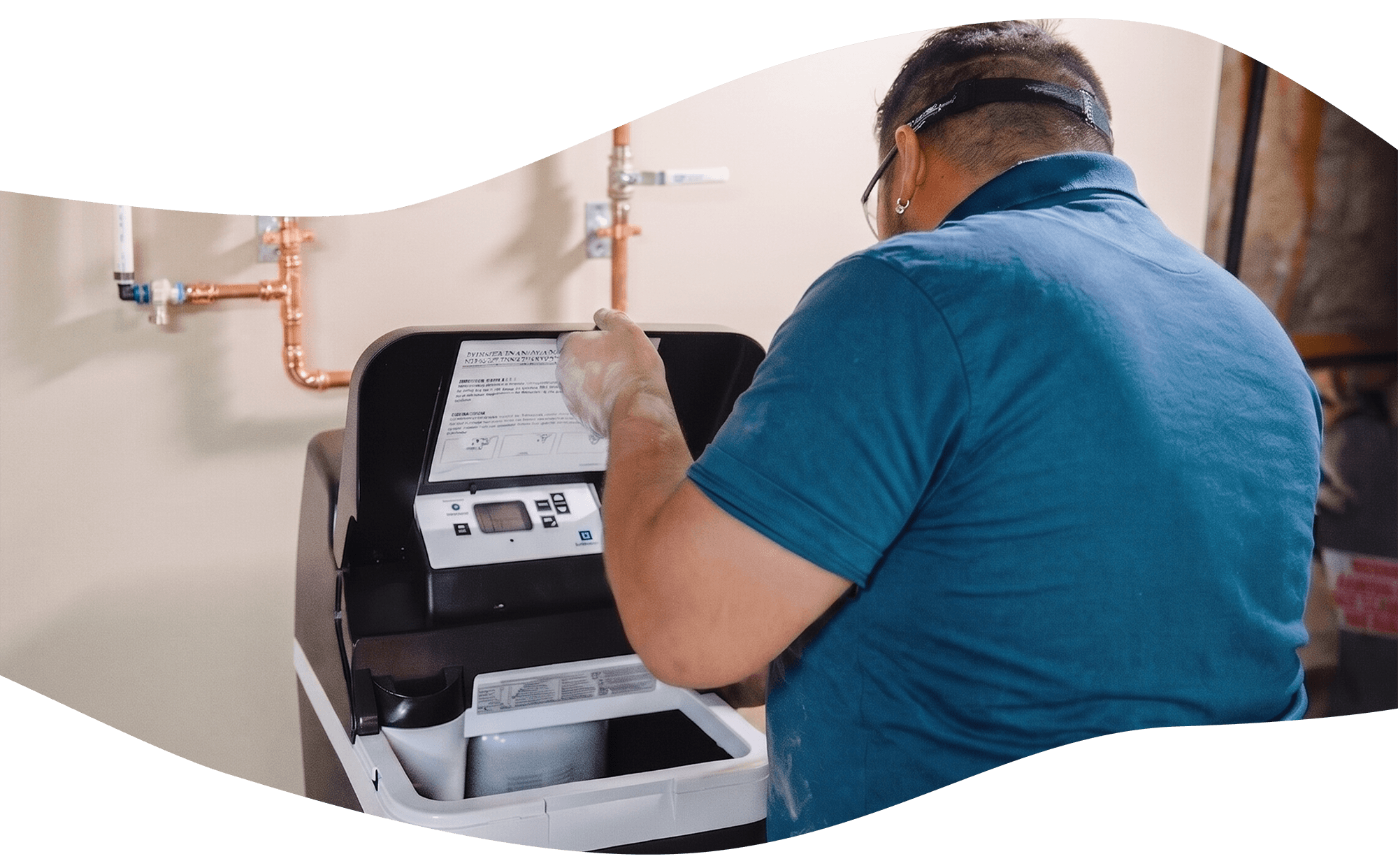 Bright Side Plumbing technician inspecting a water system installation